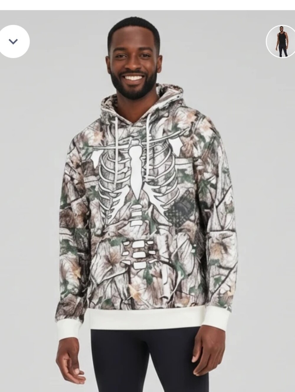 rebels Camouflage Skeleton Pullover Hoodie in Green, Brown & White